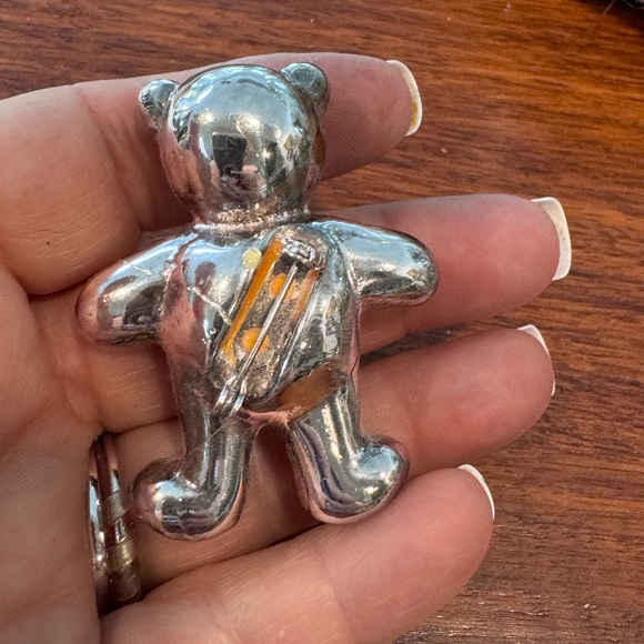Sterling Skiver Teddy Bear pin. Approximate Size 2” x 1 1/2” - Picture 2 of 4